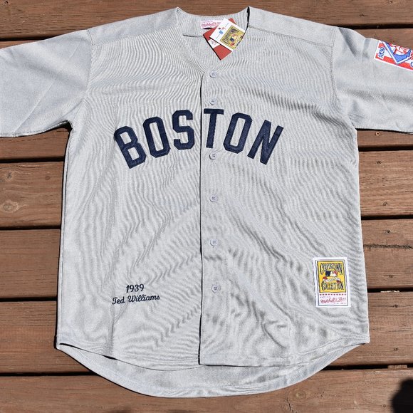 New! Ted Williams Boston Red Sox Gray Heavyweight Baseball Jersey Men's Sizes - Picture 2 of 2